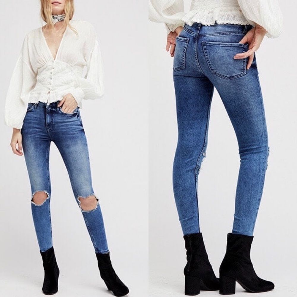 Free People - Busted High Rise Distressed Skinny Jeans 31